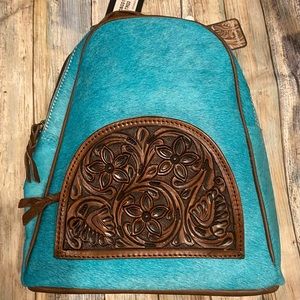 American darling backpack teal hair cowhide conceal carry NWT